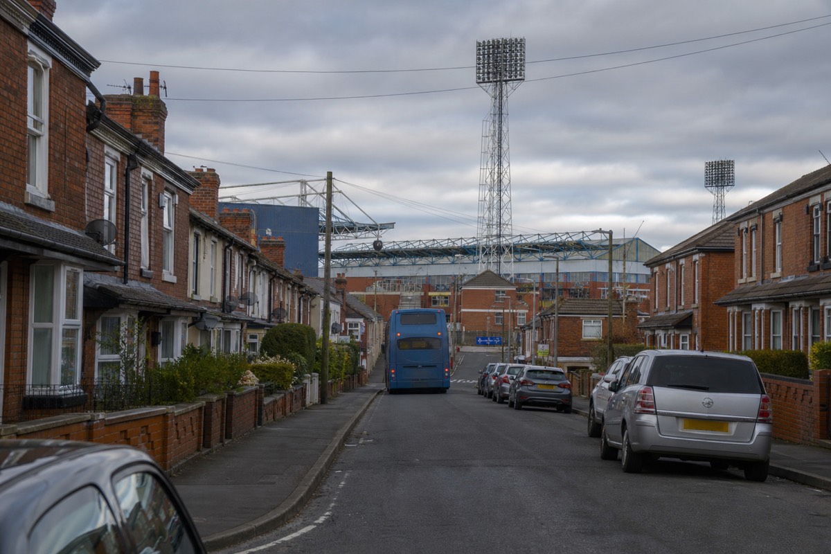 Approaching Anfield stadium on the way to a tour