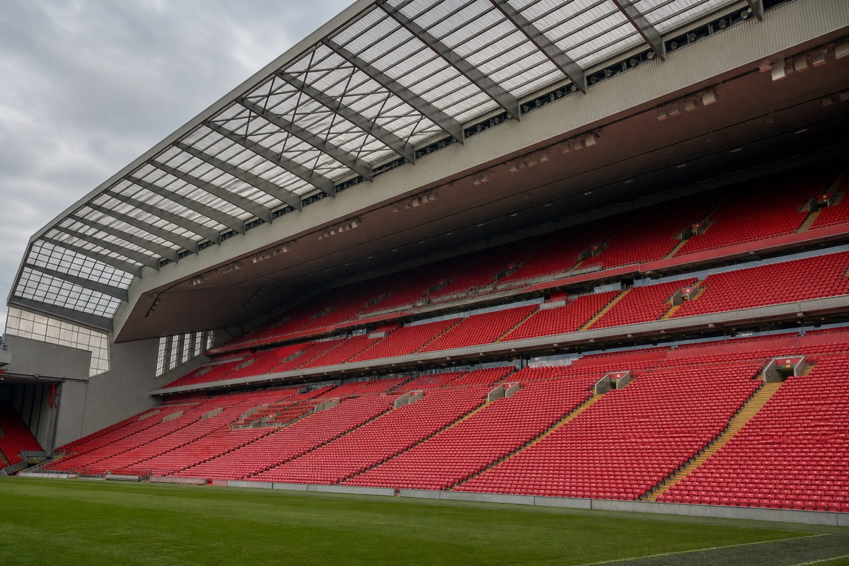Inside the towering Main Stand at Anfield