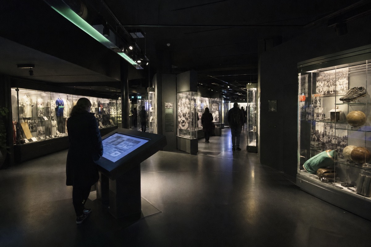 An interactive exhibit inside the stadium museum