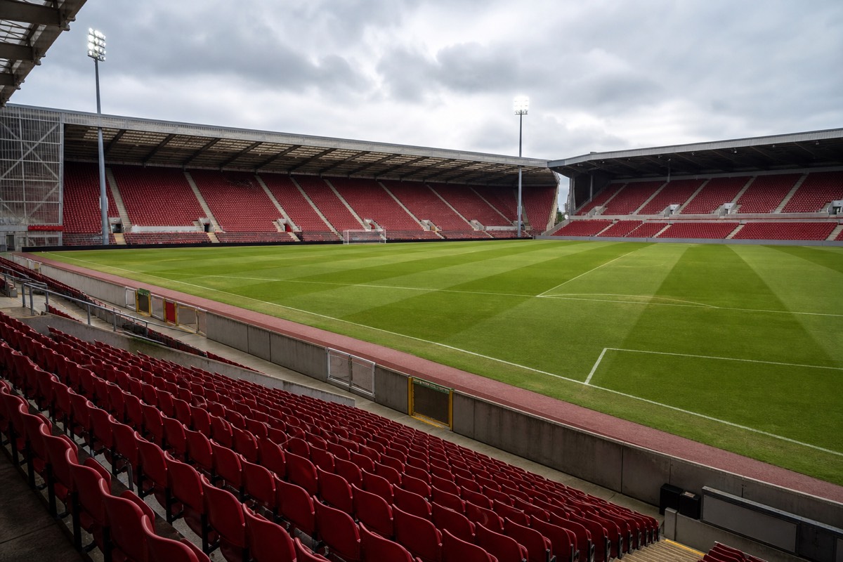 The view down onto the pitch from an upper-tier seat