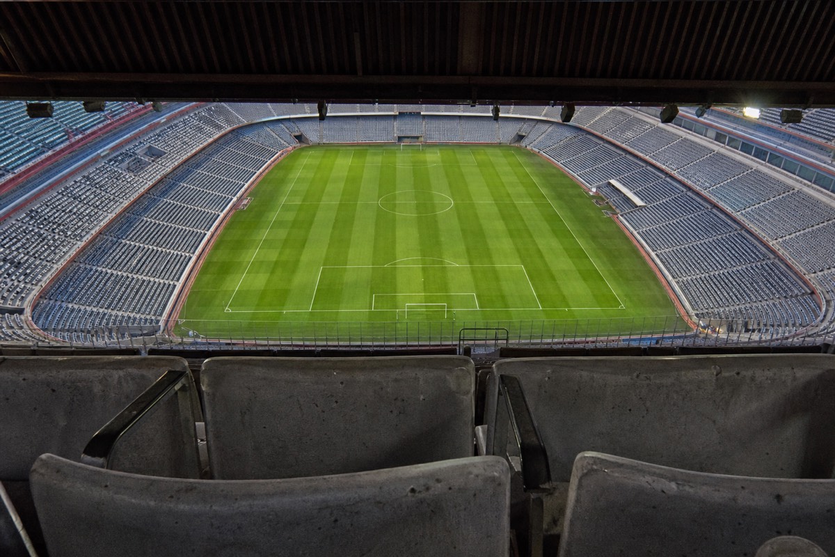 The view down onto the pitch from an upper-tier seat